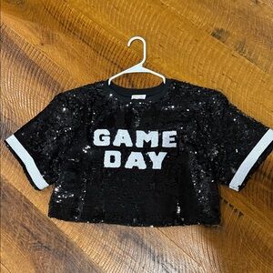 Pink Lily Black GAMEDAY Sequin Top